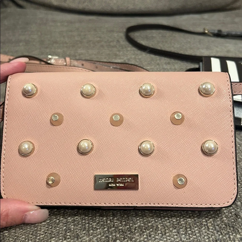 henri bendel Pink Pearl Stud Crossbody & Black White Stripe Crossbody Duo - Picture 3 of 12